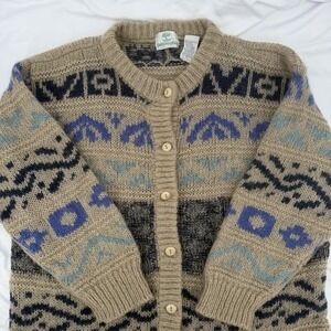 BALDIMAGLIE VTG Sz M Oversized Cardigan Sweater Kid Mohair‎ Blend Beige/Blue